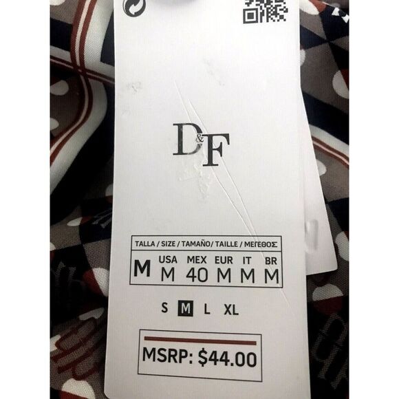 Denim & Flower Viscose Short Sleeve Shirt Button Up Geometric Multicolor/Size M - Picture 5 of 11